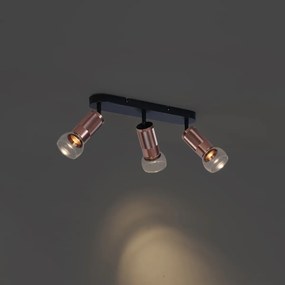 Afgeronde plafondspot donker brons 3-lichts draai- en kantelbaar - Veerle