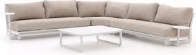 Hoek loungeset Bellagio  | 5 personen | Loungeset Wit | Hoekbank Aluminium | 253x253cm | Kees Smit Tuinmeubelen
