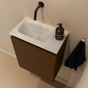 Mondiaz Ture DLux toiletmeubel 40cm rust met wastafel opalo links zonder kraangat