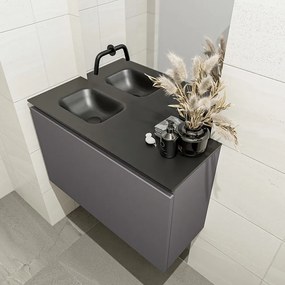 Mondiaz Olan 80cm toiletmeubel dark grey met wastafel urban links geen kraangat