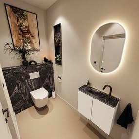 MONDIAZ TURE-DLUX 60cm toiletmeubel Talc. EDEN wastafel Lava positie midden. Met 1 kraangat. TUREDX60TALM1LAV