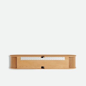 TV-meubel om te hangen, van eikenfineer, 2 schuifdeuren, B 160 cm, MARCELINO