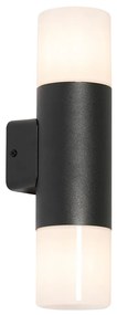 Buiten wandlamp zwart met opale kap 2-lichts IP44 - Odense Modern E27 IP44 Buitenverlichting rond