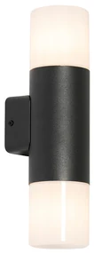 Buiten wandlamp zwart met opale kap 2-lichts IP44 - Odense Modern E27 IP44 Buitenverlichting rond