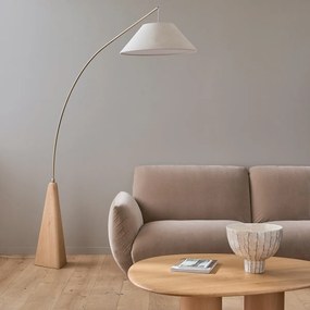 Boogvloerlamp in massief eiken en linnen, NESTWOOD