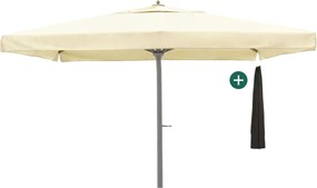 Parasol Shadowline Java | Inclusief hoes | Vierkant | 450x450cm | Met draaihendel | Wit | Kees Smit Tuinmeubelen