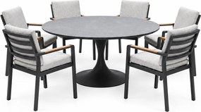 Flair Lola dining tuinset 158xH75 cm 7 delig antraciet keramiek