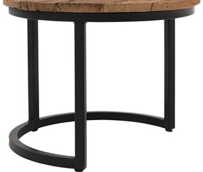 Goossens Eco Salontafel Otik rond, hout teak onbewerkt, urban industrieel, 77 x 47 x 77 cm