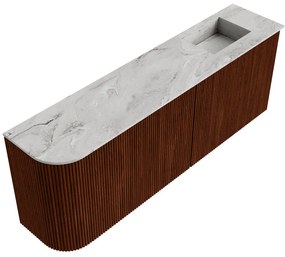 Mondiaz Joya DLux 110cm toiletmeubel ronding links ruby met wastafel faye rechts zonder kraangat glace