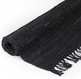 vidaXL Vloerkleed Chindi handgeweven 190x280 cm leer zwart