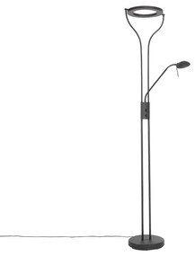 Moderne vloerlamp zwart met leesarm incl. LED en dimmer - Divo Modern Binnenverlichting Lamp