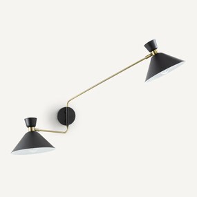 Dubbele wandlamp, verouderde messing Zoticus
