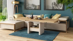 LEXUS verrijdbare koffietafel, met heffunctie, eiken artisan / beige