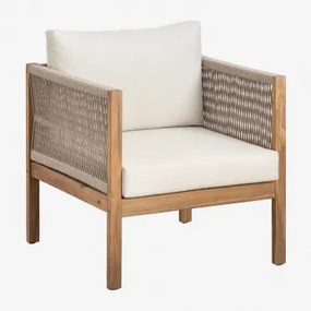 Tuinfauteuil Met Armleuningen Van Acaciahout Branson Wit Gardenia - Bruin Acacia - Sklum