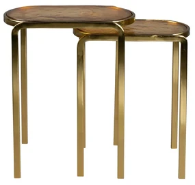 Dutchbone Bandhu Messing Bijzettafelset - 51 X 31cm.