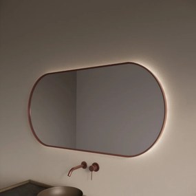 Gliss Design Aura spiegel met LED-verlichting 140x70cm rosé koper