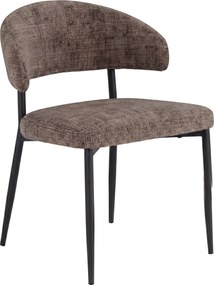 IRIS gedempt bruin (stof Juto 24) / zwart onderstel – MODERNE GESTOFFEERDE STOEL VOOR WOONKAMER/EETKAMER BOHO