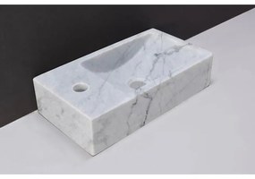 Forzalaqua Venetia fonteinbak 40x22x10cm wasbak rechts 1 kraangat links Natuursteen Carrara gepolijst 100431
