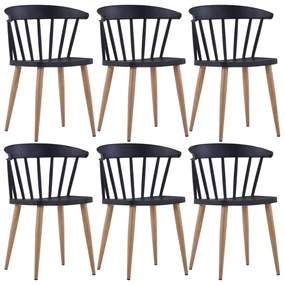 vidaXL Eetkamerstoelen 6 st kunststof staal zwart