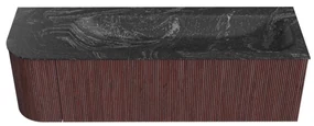 Mondiaz Kurve-dlux 145cm badmeubel ronding links ruby met 1 lade en deur en wastafel big large rechts zonder kraangat lava