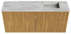 Mondiaz Joya DLux 90cm toiletmeubel oak met wastafel faye rechts zonder kraangat glace