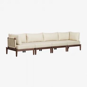 4-delige Modulaire Tuinbank Met 2 Hoekfauteuils In Acacia Giulia Beige – Crème - Sklum