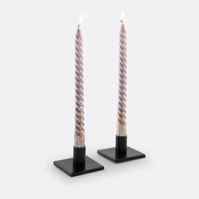 Set van 2 gedraaide kaarsen met glitters, Caspar