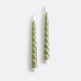 Set van 2 gedraaide LED kaarsen in wax, Caspar