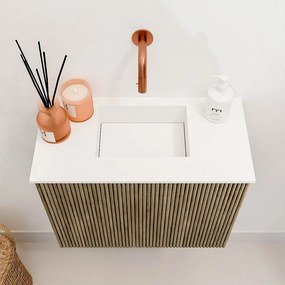 Mondiaz Joya 50cm toiletmeubel dusk met wastafel faye midden zonder kraangat talc