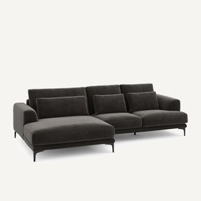 XL hoekbank links in chenille fluweel, MARSILE