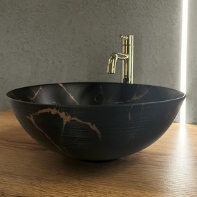 Umywalka nablatowa Rea Stella Black Marble Brush