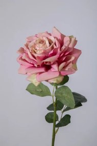 Roos extra groot - zijden bloem - roze met groen