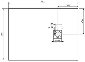 Gelco Mitia rechthoekige douchebak stone-look 200x90x3cm wit