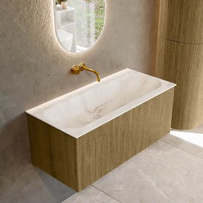 Mondiaz Kurve-dlux 100cm badmeubel dusk met 1 lade en wastafel big medium midden zonder kraangat frappe