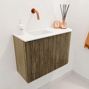 Mondiaz Joya 60cm toiletmeubel ronding rechts dusk met wastafel faye links zonder kraangat talc