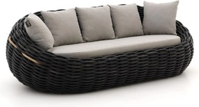 Loungebank Tuin Apple Bee  | Wicker (vlechtwerk) | 3 personen | Tuinbank Zwart | 237cm | Incl. kussens | Kees Smit Tuinmeubelen