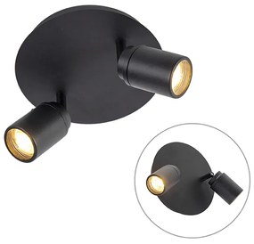 Smart Moderne Spot / Opbouwspot / Plafondspot zwart incl. GU10 2-lichts IP44 - Ducha Modern GU10 IP44 rond Binnenverlichting Lamp