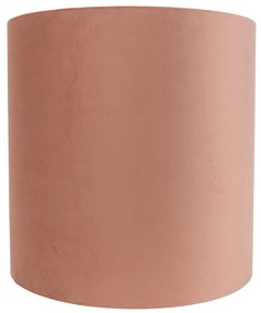 Stoffen Velours lampenkap roze 40/40/40 met gouden binnenkant cilinder / rond