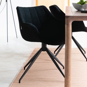 Zuiver Doulton Swivel Design Eetkamerstoel Draaibaar Zwart Boucle