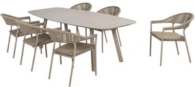 Sienna Manolo dining tuinset 240x103xH75 cm  7 delig latte Taste 4SO