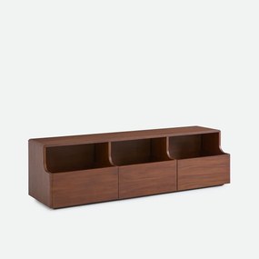 Tv-kast, 3 lades, van notenfineer, breedte 150 cm, MAX