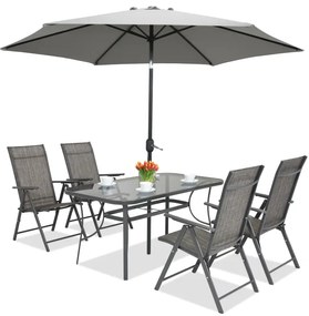 Metalen tuinmeubelen Modena/Rosario voor 4 personen Garden Point antraciet