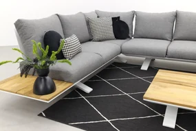 Suns Stockholm loungeset - White/teak - light antraciet