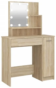 vidaXL Kaptafel met LED-verlichting 86,5x35x136 cm sonoma eikenkleurig