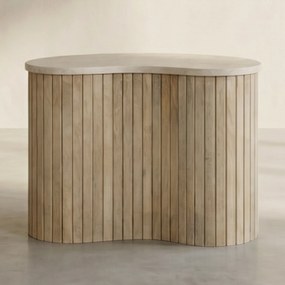 Bijzettafel Met Beige Marmer Blad - 50 X 33cm.