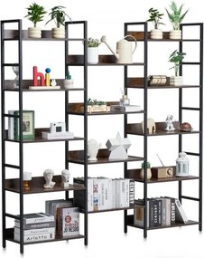 VEVOR Metalen boekenplank, 14-laags rechthoekige industriële boekenkast, groot rustiek opbergrek met open planken, vrijstaand opbergrek voor de woonkamer
