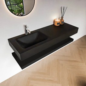 Zaro Alan badmeubel 130cm met planchet urban en vrijhangende wastafel cloud links 1 kraangat urban
