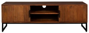Mangohout Tv-meubel Met Ribbels - 140x40x45cm.