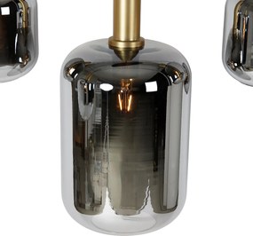 Smart hanglamp zwart met goud en smoke glas ovaal 5-lichts incl. 5 Wifi A60 - Zuzanna