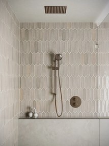 Saniclear Cube inbouw regendouche rond met inbouw douchekop 30x30cm, glijstang en 2 standen handdouche verouderd messing